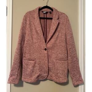 Lands End Blazer Womens Rosy Soft Knit Lined Pockets Notch Collar Size L